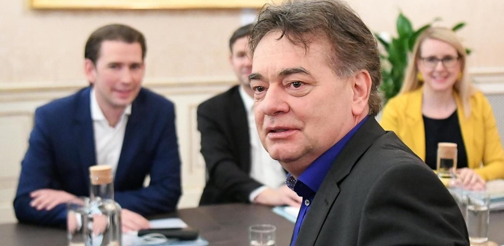 ÖVP-Chef Sebastian Kurz, Stefan Steiner, Margarete Schramböck sowie Grünen-Chef Werner Kogler am Dienstag, 5. November 2019.