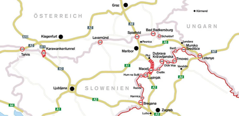 Staupunkte zwischen Slowenien und Kroatien