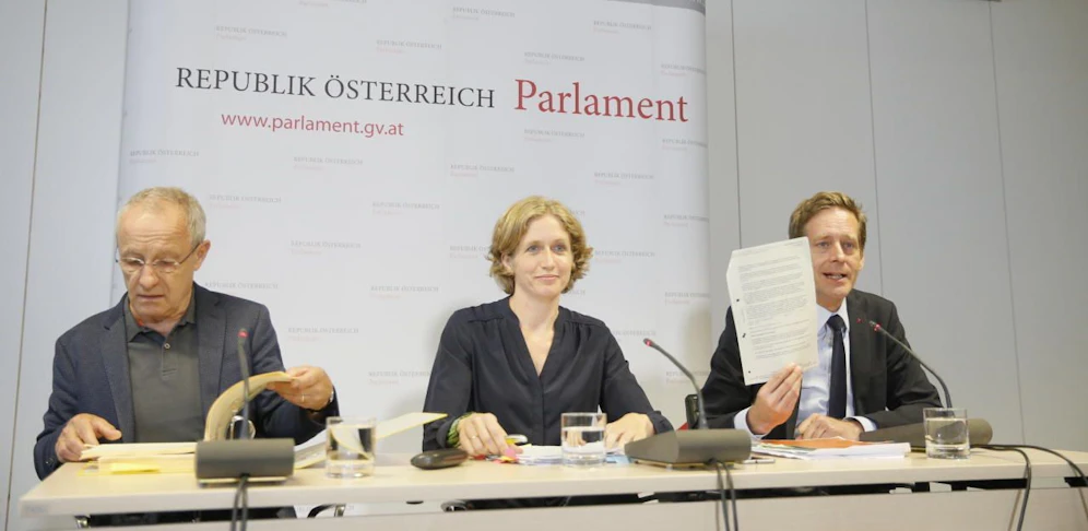 Das BVT-Oppositionstrio: Listengründer Peter Pilz, Neos Juristin Stephanie Krisper und SPÖ-U-Ausschuss Fraktionsführer Jan Krainer. (v.l.)