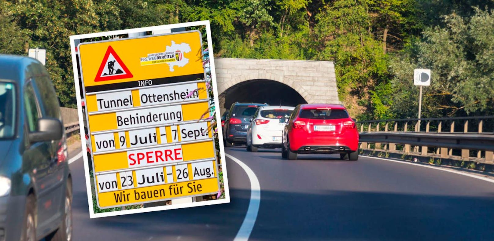 Ab Montag ist der Tunnel in Ottensheim fünf Wochen lang für Autos gesperrt.