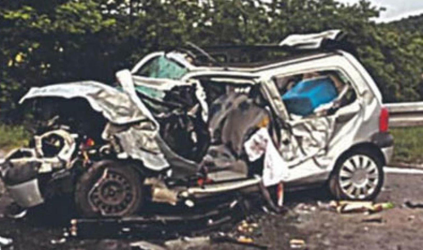 Das Auto des Wieners wurde total zerstört. (Foto: PID, RAS SRBIJA)
