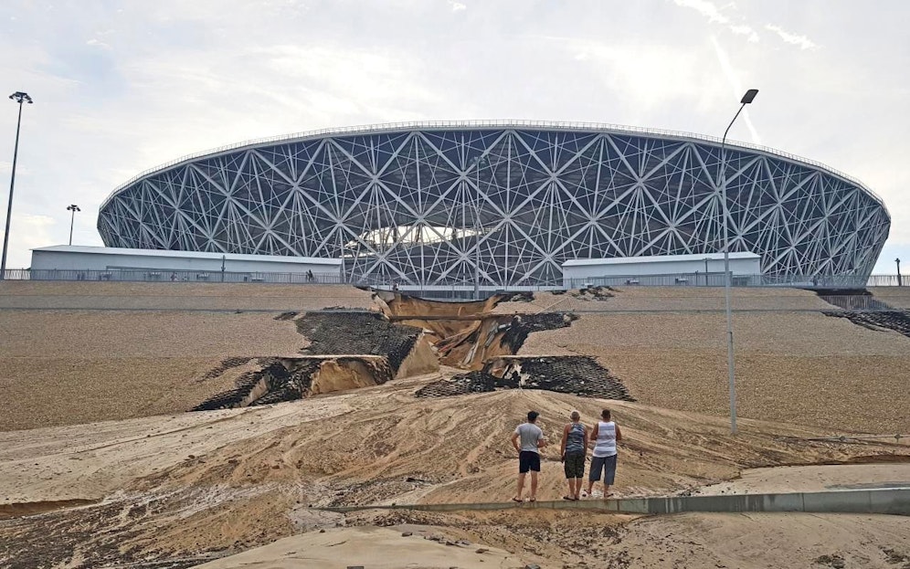 So sieht die Wolgograd-Arena zwölf Tage nach dem letzten WM-Spiel aus.