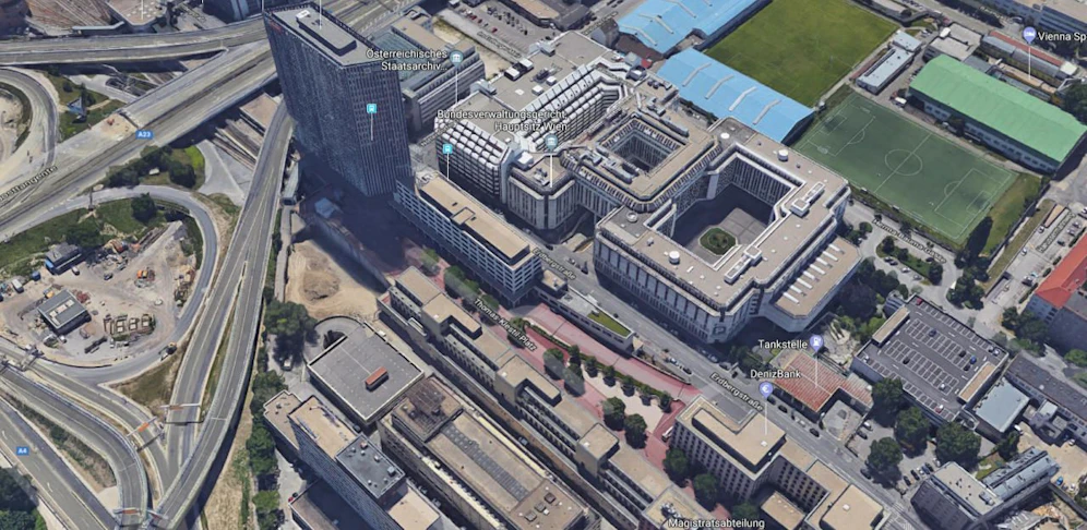 Das Bundesverwaltungsgericht in der Erdbergstraße in Wien-Landstraße. In unmittelbarer Nähe sind 320 Asylwerber untergebracht.