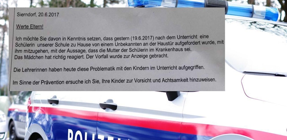 Schreiben an die Eltern der Volksschuldirektorin, die Polizei ermittelt.