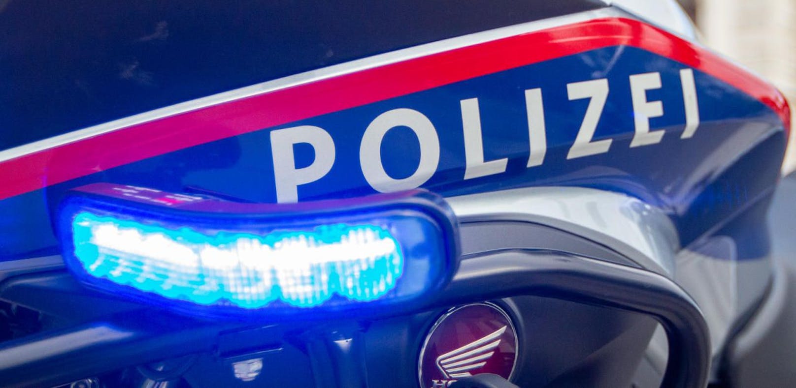 Das Polizei-Logo auf einem Motorrad in Wien. (Symbolbild)