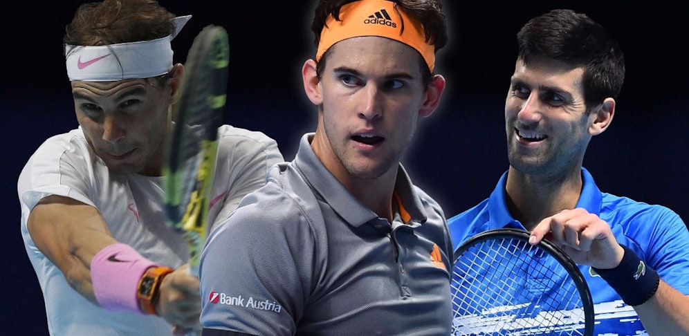 Dominic Thiem lehrt die Top-Spieler das Fürchten (links Nadal, rechts Djokovic).