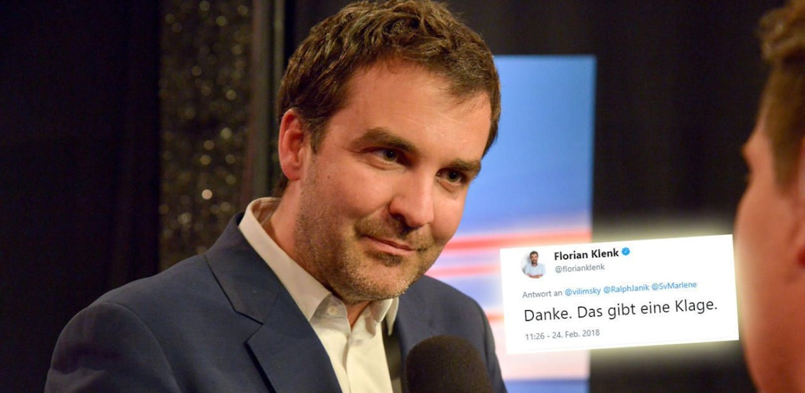 &quot;Falter&quot;-Chefredakteur Florian Klenk drohte FPÖ-Politiker Harald Vilimsky auf Twitter eine Klage an.