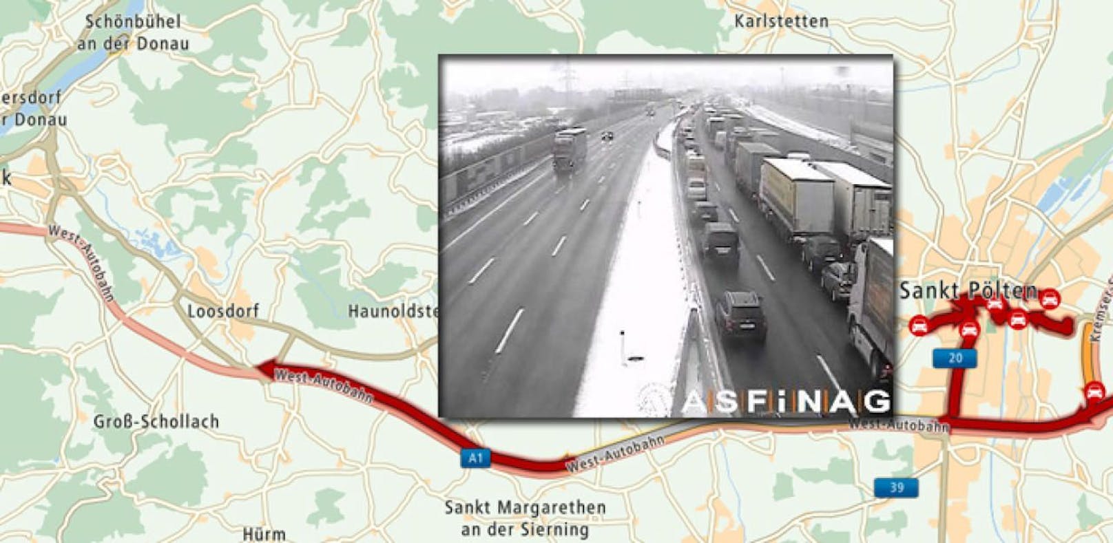 Unfall auf der Westautobahn mit zwei Lkw: A1 musste am Mittwochfrüh komplett Richtung Linz gesperrt werden.