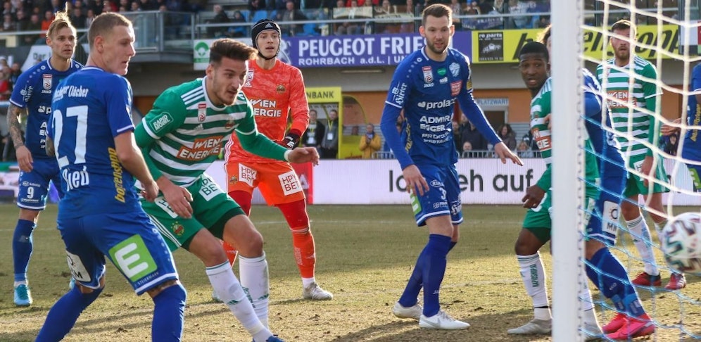 Ercan Kara stellte sich mit dem Last-Minute-Ausgleich gegen Hartberg bei den Rapid-Fans vor. 