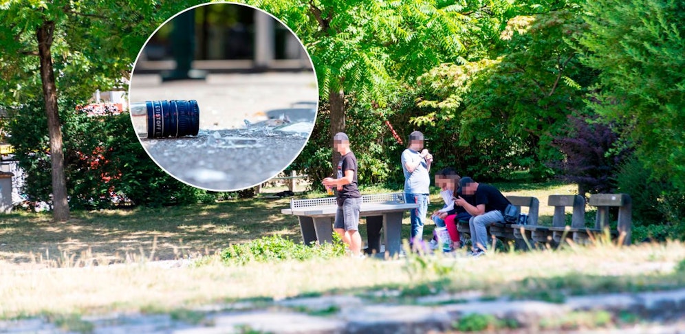 Zerbrochene Vodkaflaschen sprechen für sich. Das Hessenpark-Klientel wandert in den Park am Südbahnhofmarkt ab.