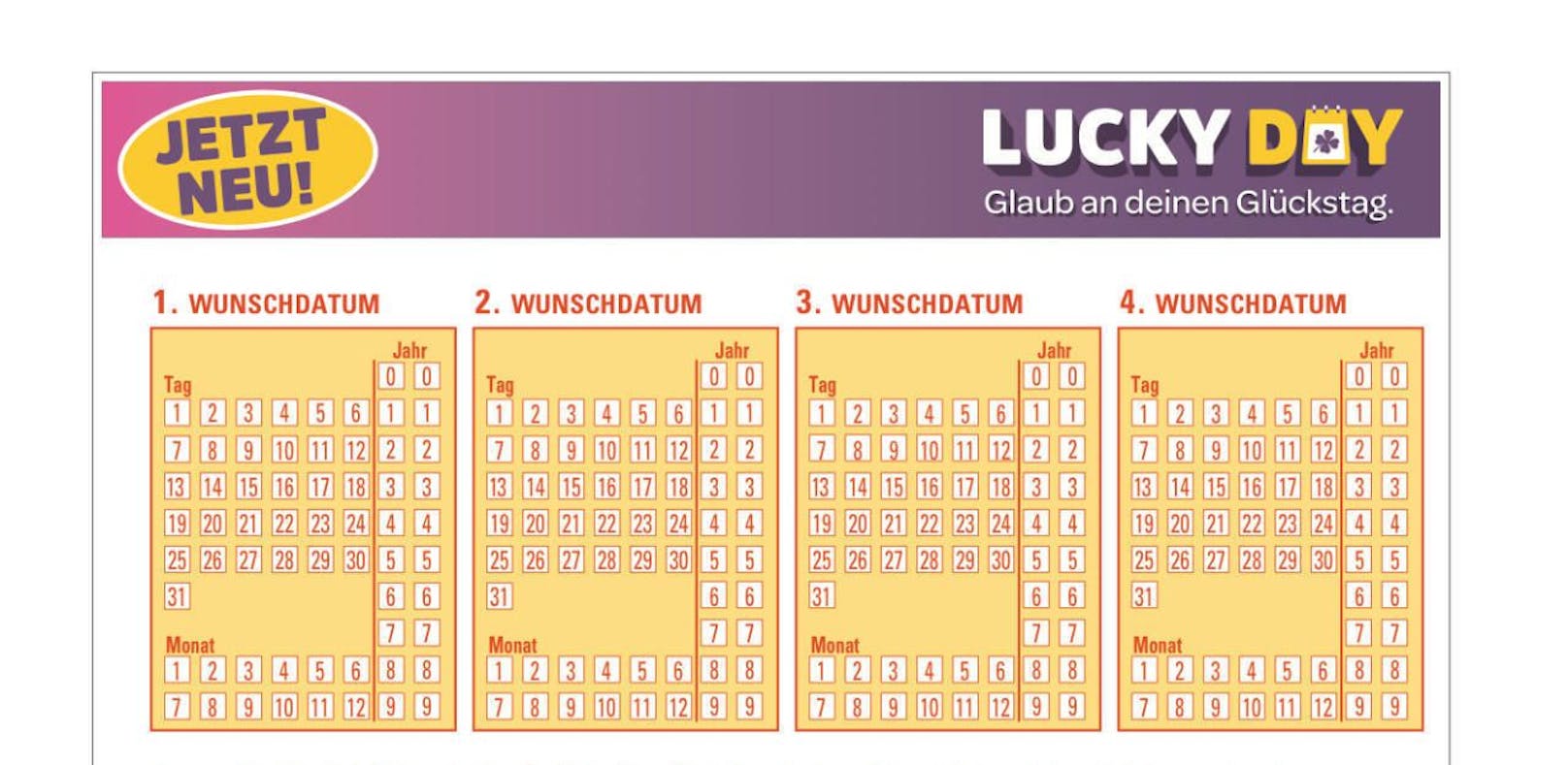 Neuer Schein: Setzen aufs Wunschdatum. (Foto: Österreichische Lotterien)
