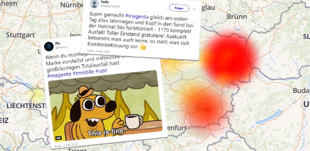Auf den Internet-Ausfall am Mittwochvormittag reagierten User mit Ärger und Häme gleichermaßen.