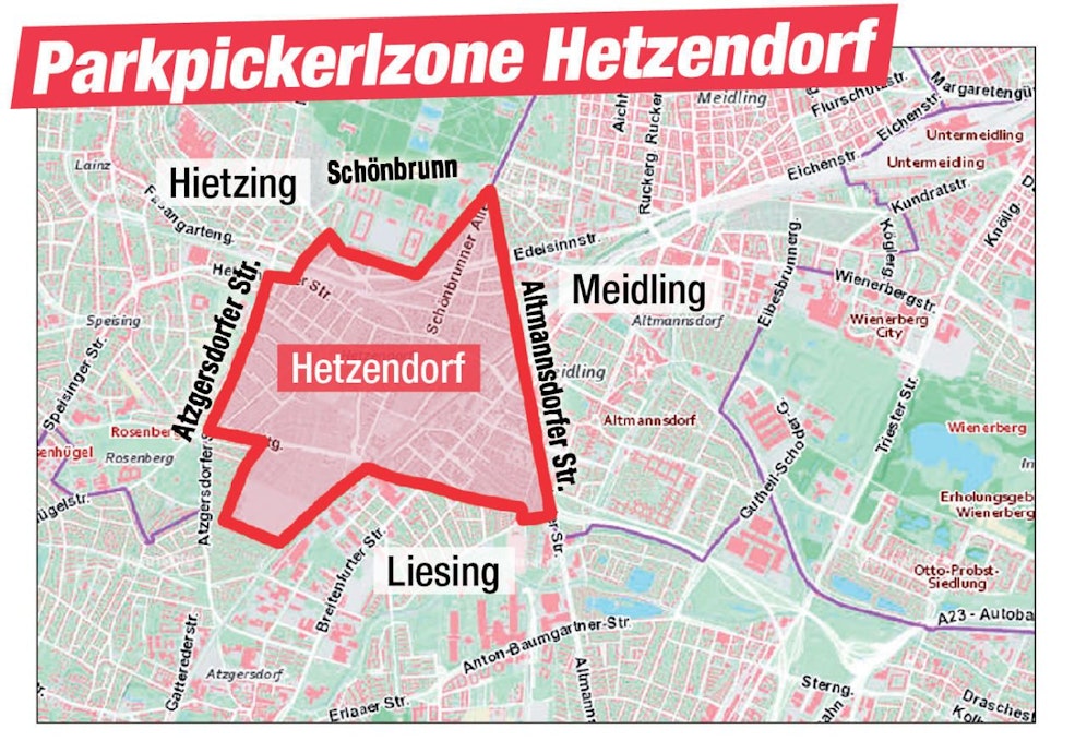 Hier gilt die neue Parkpickerlzone. 