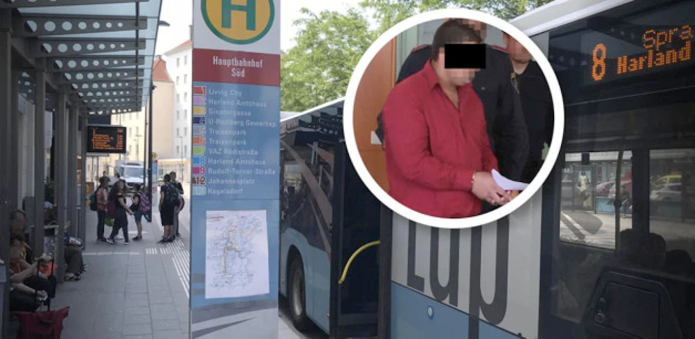 Der Rumäne sprach den Burschen beim Bahnhof (Bushaltestelle) an.