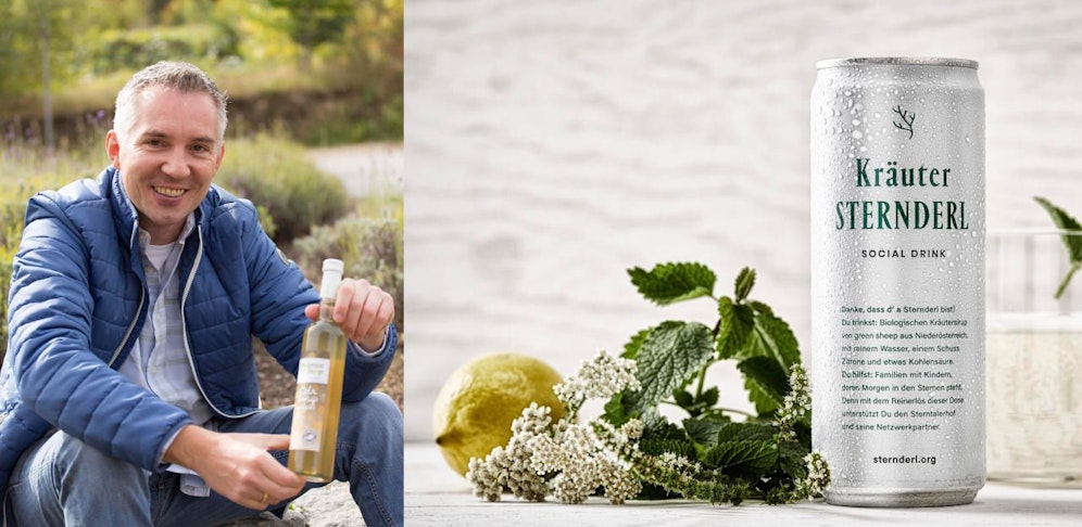 Michael Priessnitz (li.) bringt jetzt das "Kräuter Sternderl", Österreichs ersten "Social Drink", auf den Markt.