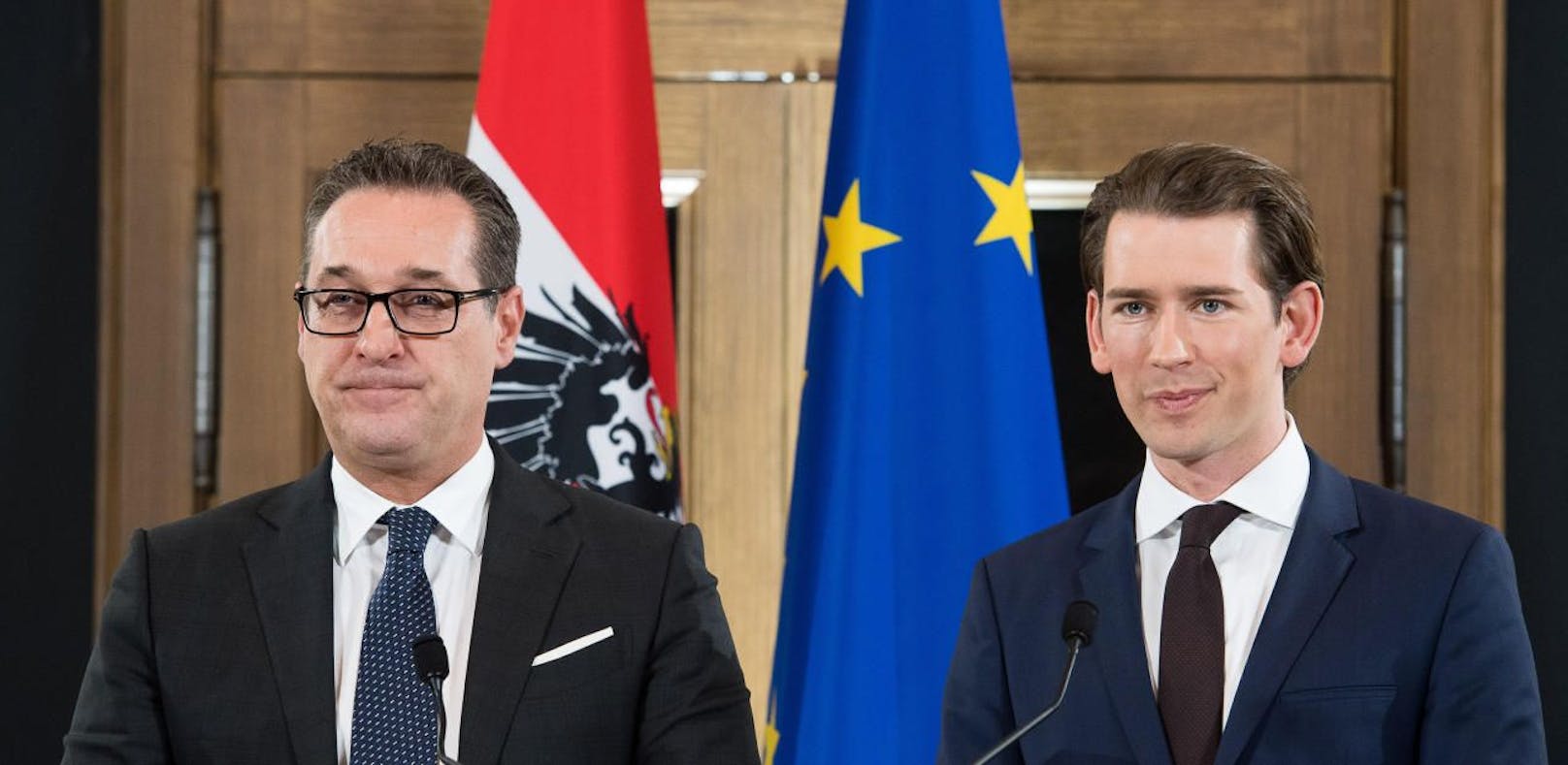 FP-Boss Heinz-Christian Strache und VP-Chef Sebastian Kurz luden jetzt zum Gipfeltreffen der Sozialpartner.