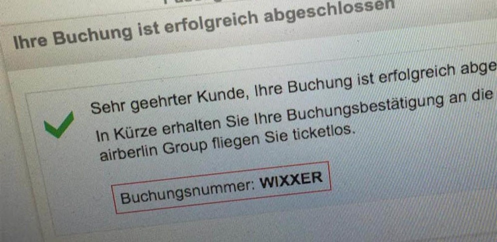 Johanna aus Hamburg erhielt die Buchungsnummer "WIXXER"