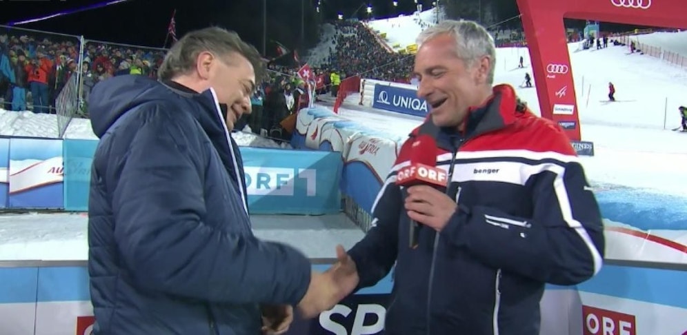 Sportminister Werner Kogler im Interview mit ORF-Reporter Rainer Pariasek.