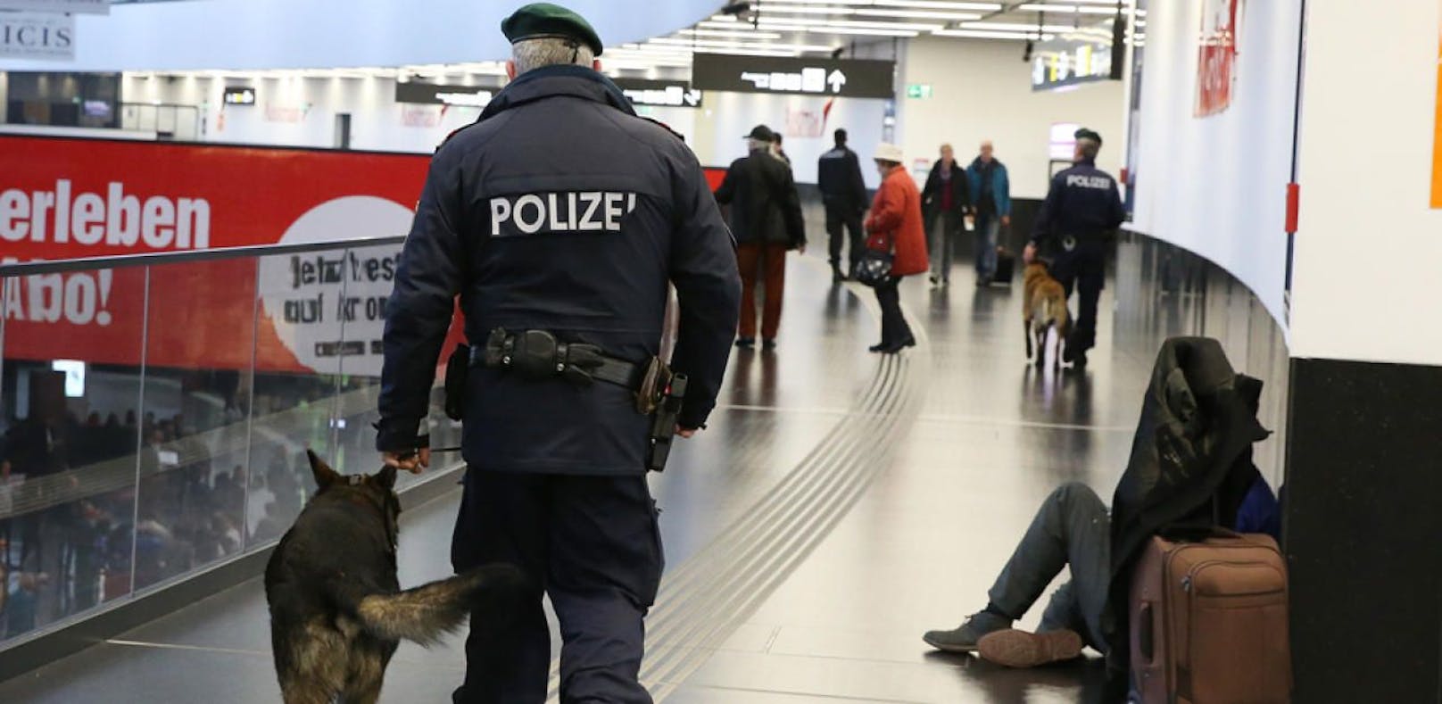 (Symbolbild) Polizei am Flughafen Wien