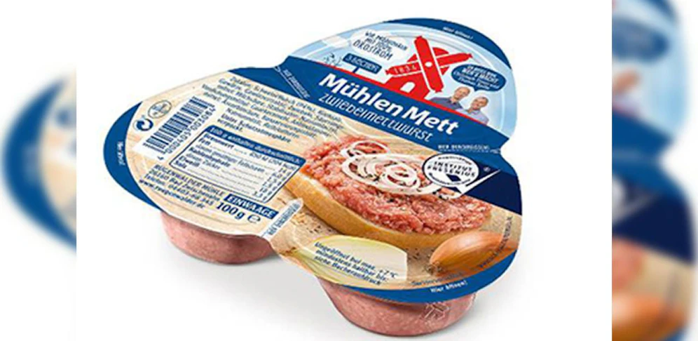 "Mühlen Mett Zwiebel" (100 g) im Becher