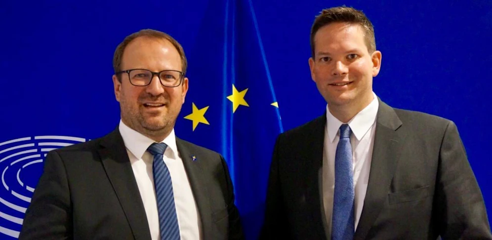 VPNÖ-Manager Bernhard Ebner und MEP Lukas Mandl, zuvor Landtagsabgeordneter und Vizebürgermeister von Gerasdorf.