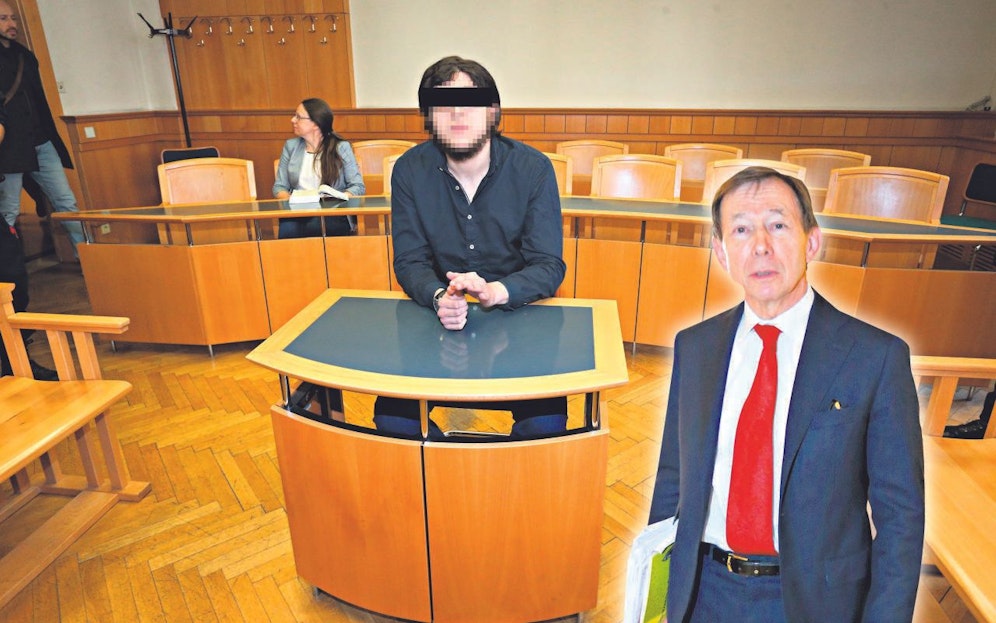 Der Angeklagte (20) gab sich geläutert. Anwalt Rudi Mayer (r.)