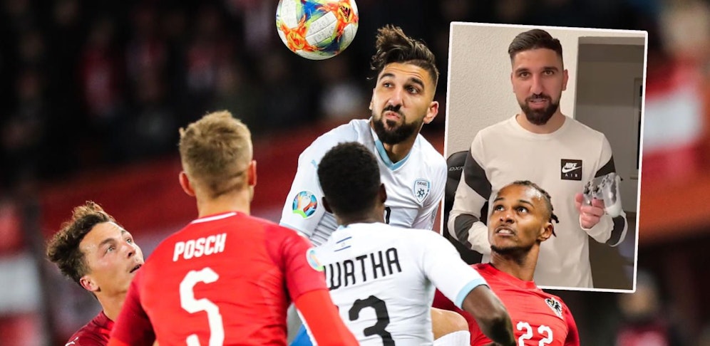 Munas Dabbur im Vordergrund beim EM-Quali-Einsatz gegen Österreich im Oktober. Der Auftritt mit dem Controller war erfolgreicher. Israel verlor in Wien 1:3.