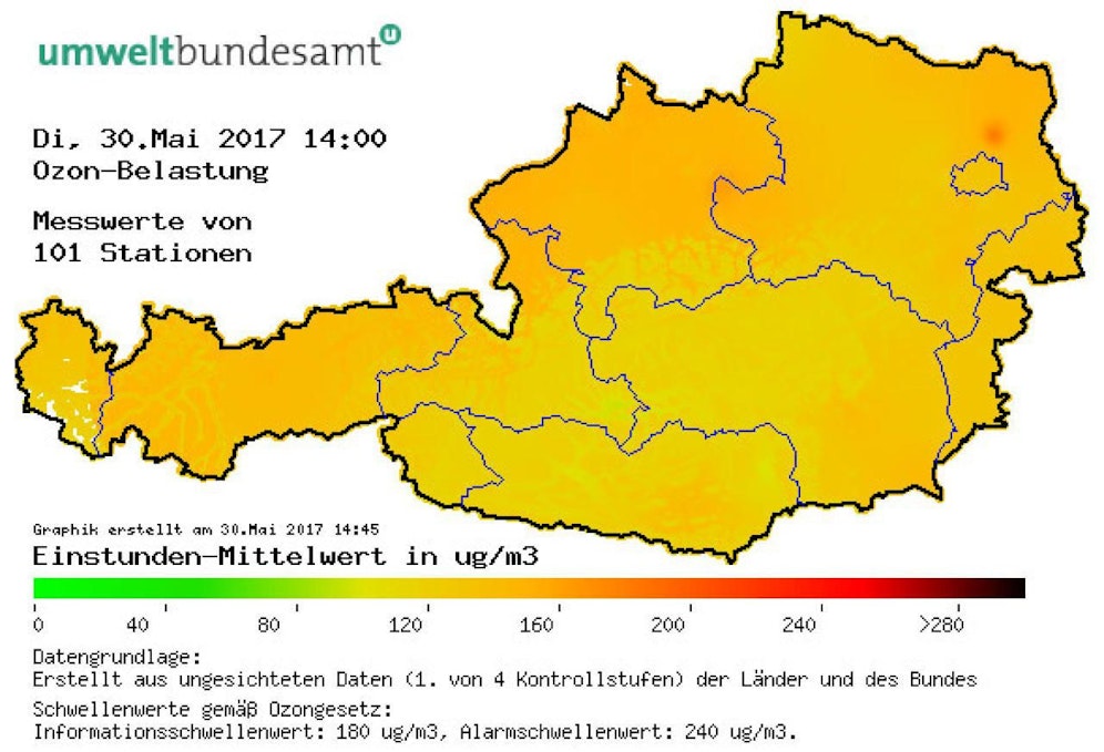 In Wolkersdorf wurde am Dienstagnachmittag der Grenzwert überschritten.