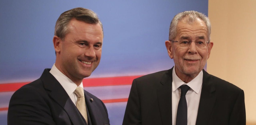 FP-Kandidat Norbert Hofer und der Gewinner der Hofburg-Wahl Alexander Van der Bellen.