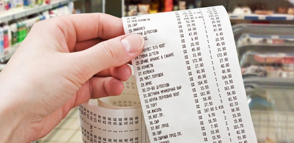 Ein Kassabon eines Supermarktes. Symbolfoto