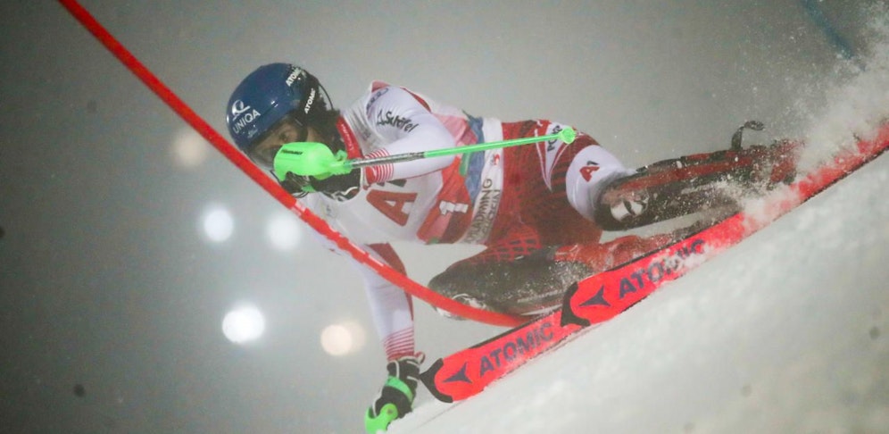 Marco Schwarz im dichten Schladming-Nebel.