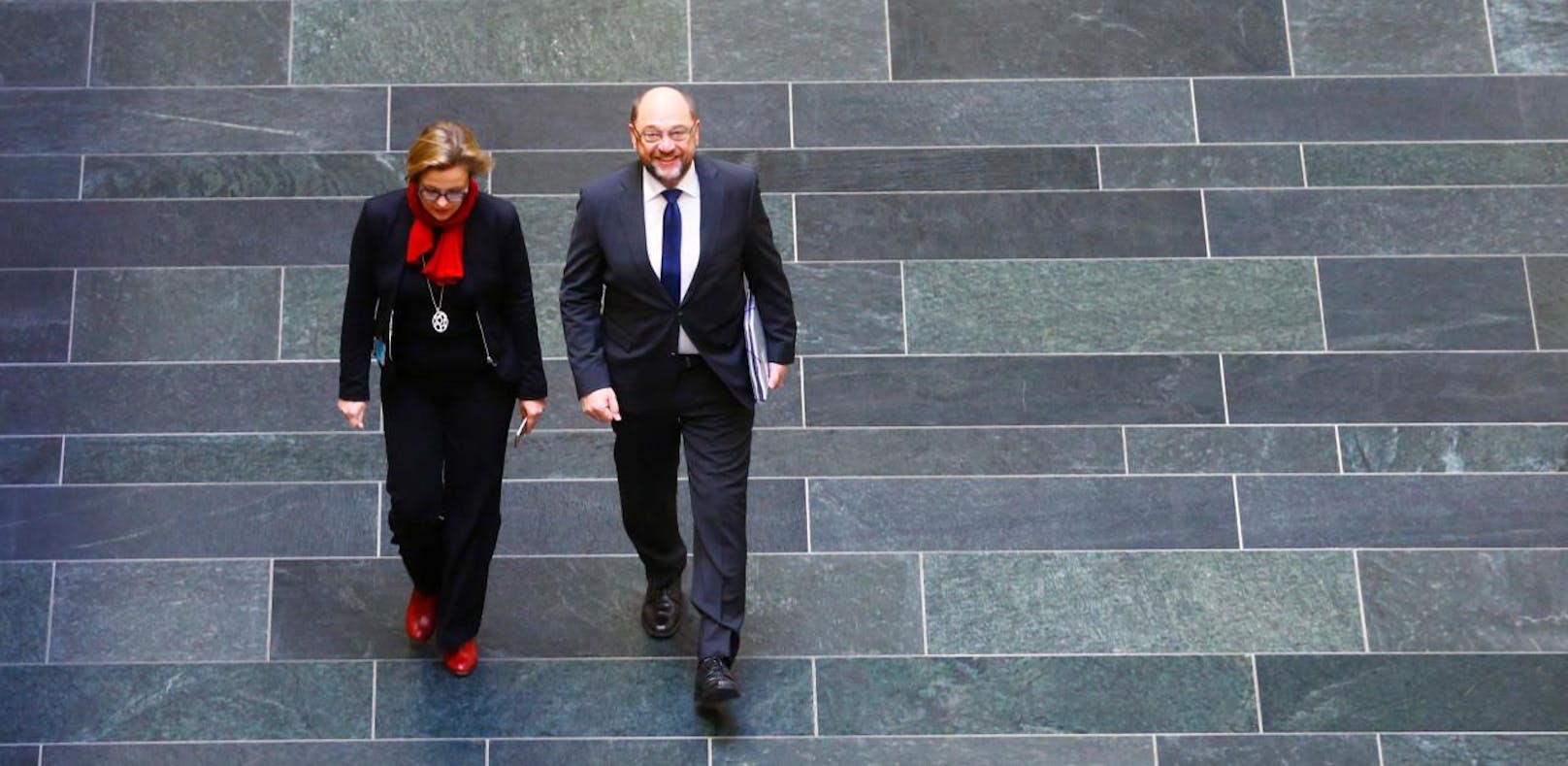 SPD-Chef Martin Schulz auf dem Weg zu den Gesprächen am Mittwoch.