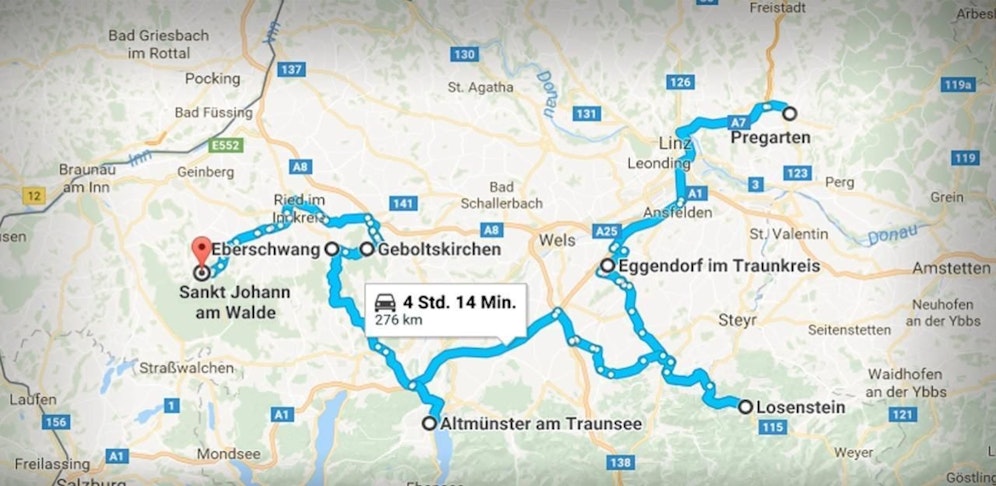 Die Karte zeigt die Route der Pfarrhaus-Einbrecher.