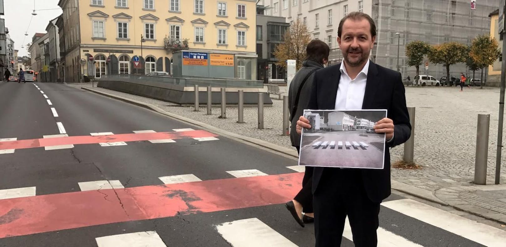 Bernhard Baier (ÖVP) ist zufrieden: Linz wird einen 3D-Zebratstreifen bekommen.