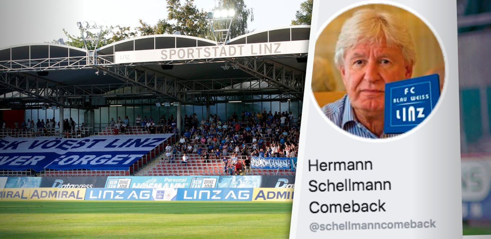 Im Netz fordern einige Fans von Blau Weiß Linz ein Comeback von Ex-Klubchef Hermann Schellmann. 