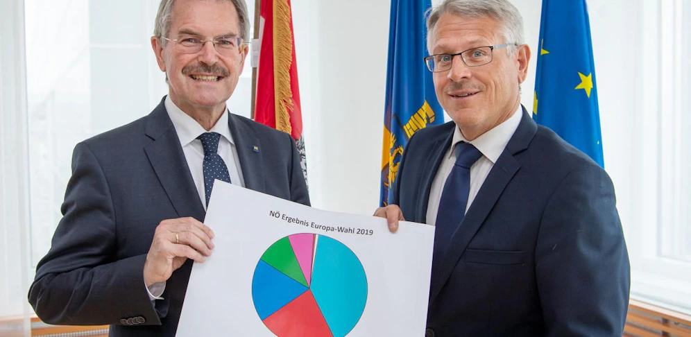 Erster Landeswahlleiterstellvertreter Karl Wilfing (l.) und Peter Anerinhof, Leiter der Abteilung Wahlen im Amt der NÖ Landesregierung. 