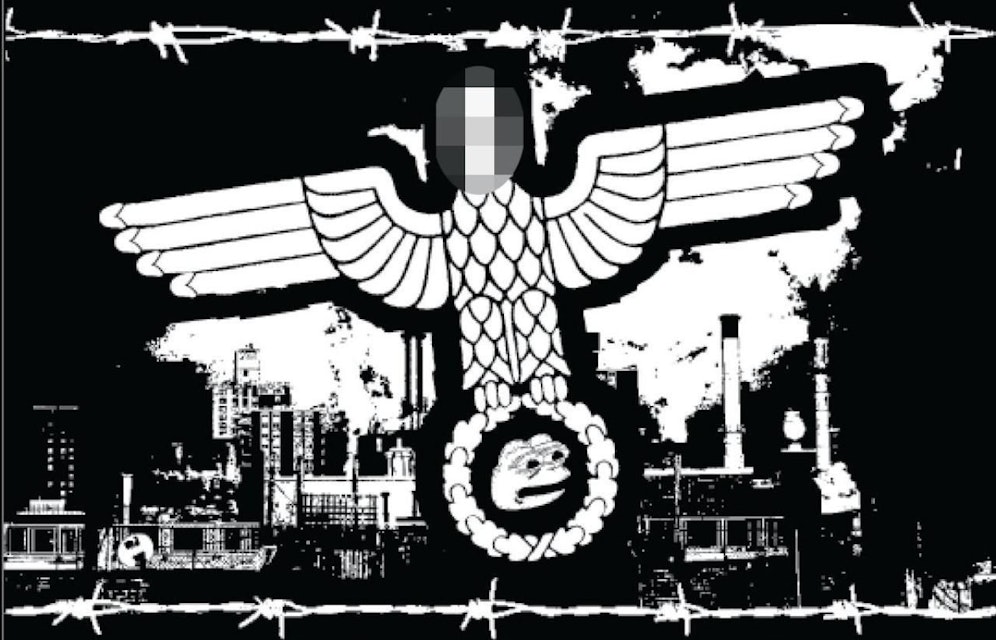 Das Album-Cover zeigt was die Band von Rechtsextremen hält: ein Nazi-Reichsadler mit einem Penis als Kopf.