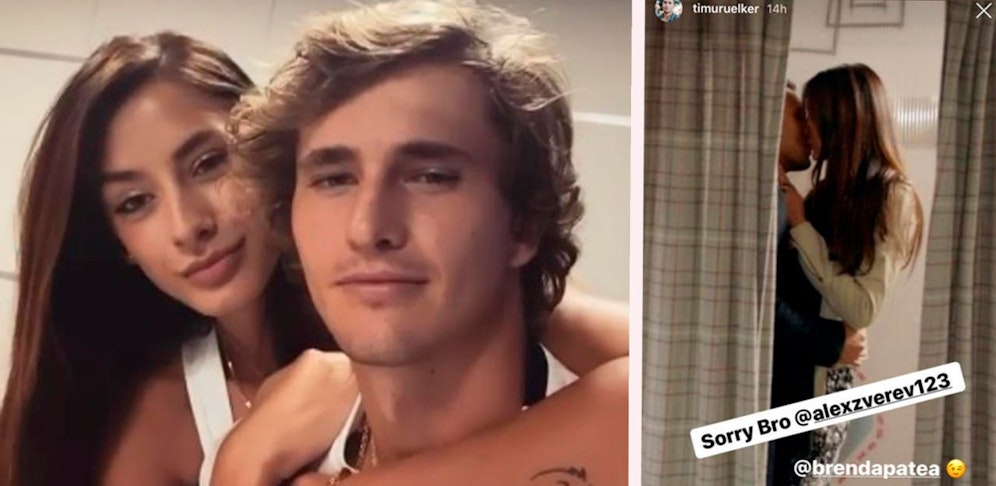 Alexander Zverev mit seiner Freundin Brenda Patea. Rechts beim GZSZ-Kuss.