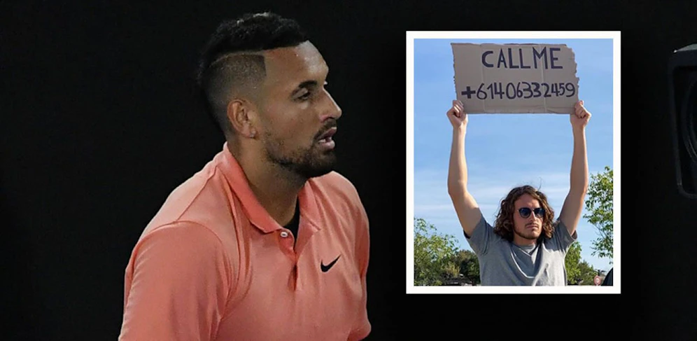 Stefanos Tsitsipas erlaubte sich mit Tennis-Rüpel Nick Kyrgios einen Geburtstags-Scherz. 