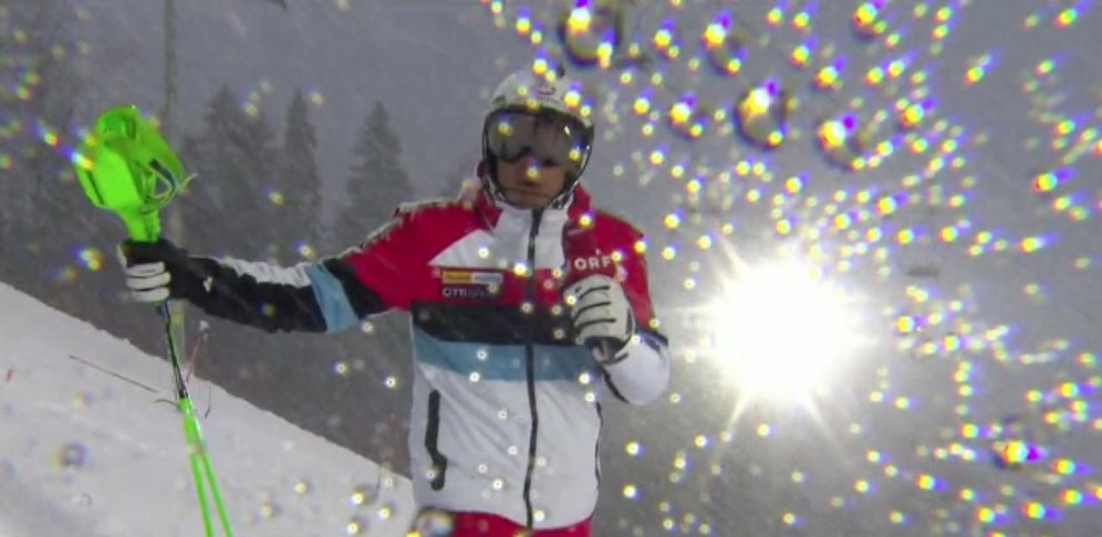 Thomas Sykora im Schneetreiben von Schladming.