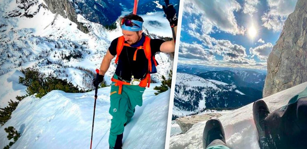 "Was für eine Aussicht",schreibt Marcel Hirscher über das Foto links, bei dem er ganz cool am Abgrund sitzt. 