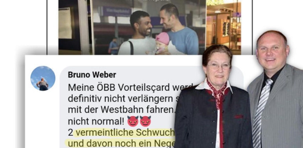 Kashofer und Weber; im Hintergrund das Skandalposting.