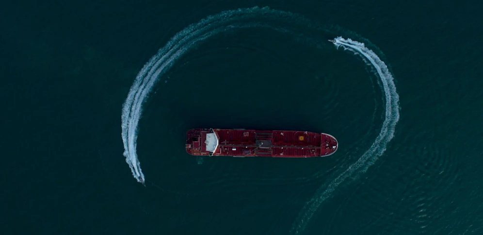 Der britische Öltanker "Stena Impero" bei seiner Festsetzung und Kaperung durch die iranischen Revolutionsgarden am 21. Juli 2019. 