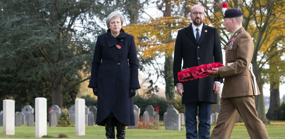 May und Michel gedachten zuvor in Saint-Symphorien den Opfern des ersten Weltkriegs.