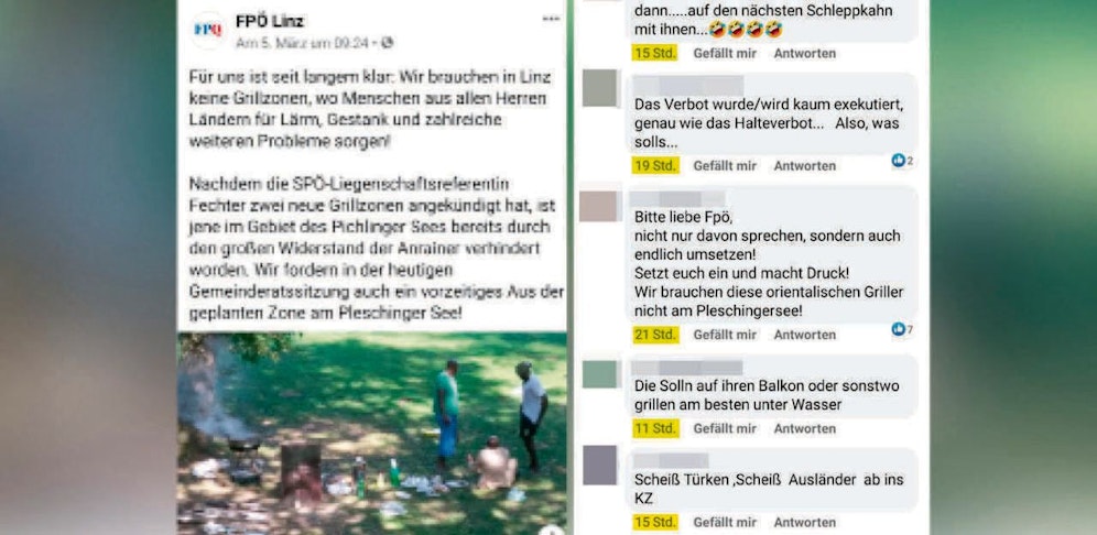 Ganz unten das geschmacklose KZ-Posting.