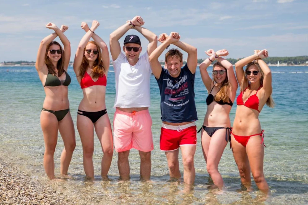DocLX-Mastermind Alexander Knechtsberger und Schul-Kabarettist Andreas Ferner haben Spaß beim X-Jam in Porec