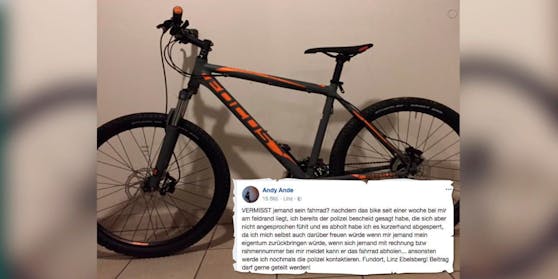 Andreas Hoffer sucht auf Facebook den wahren Besitzer des Fahrrads.