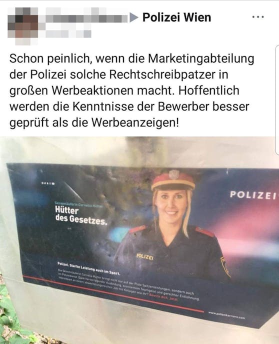 Auf Facebook werden der Polizei "Rechtschreibpatzer" vorgeworfen.