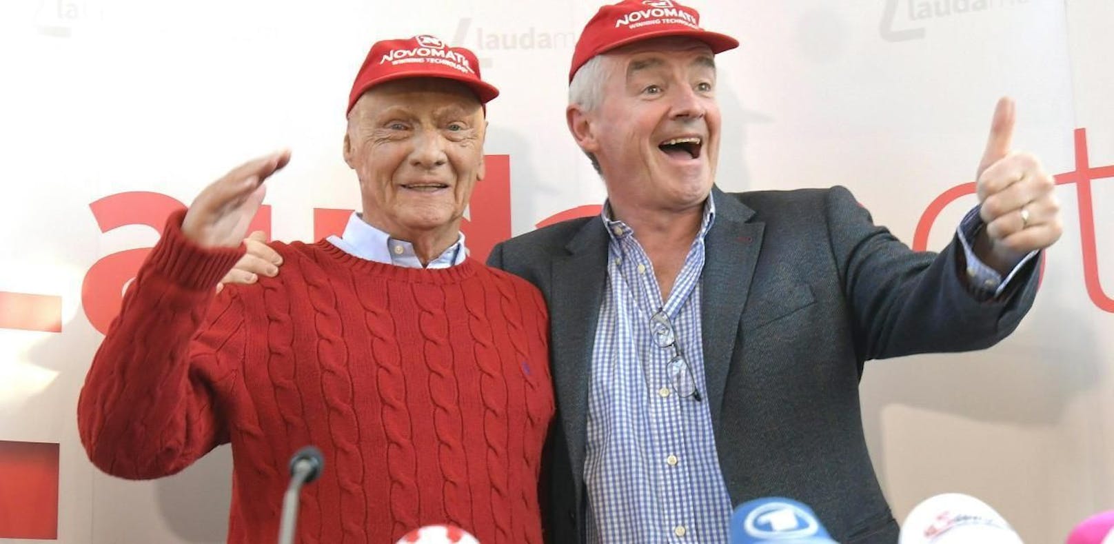 Airline-Gründer Niki Lauda und Ryanair-Chef Michael O'Leary