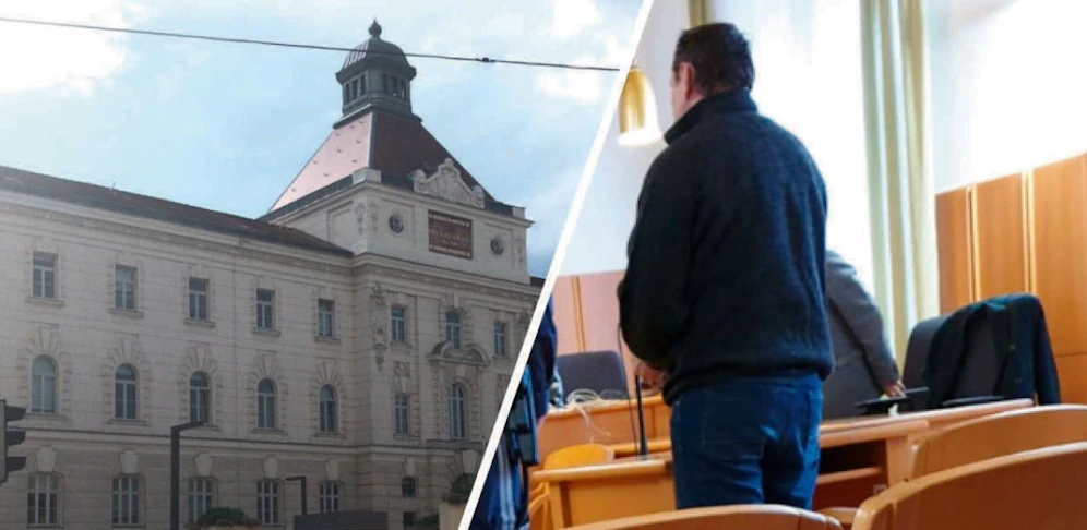 Der Angeklagte in St. Pölten vor Gericht.